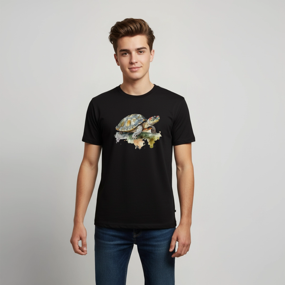 Schildkröte - Wasserfarbe - Teenager Premium T-Shirt - Schwarz