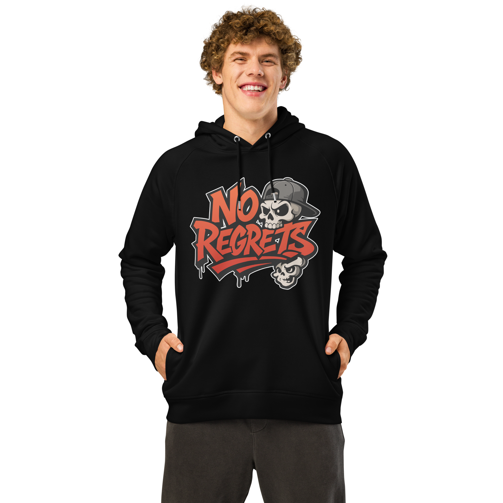No Regrets - Unisex Bio-Hoodie mit Seitentaschen